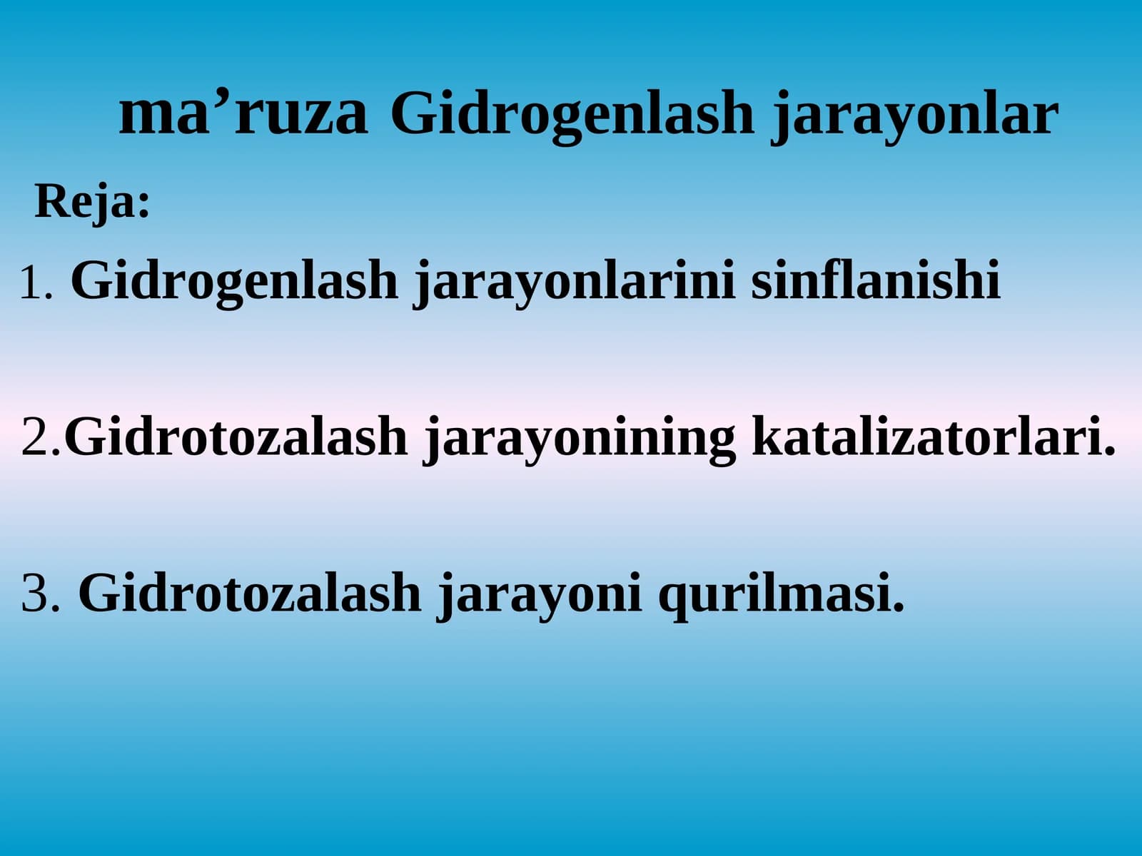 Gidrogenlash jarayonlari