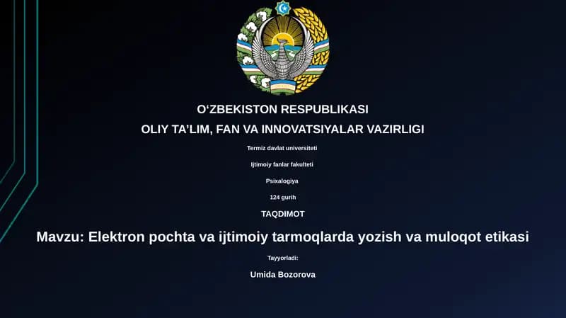 Elektron pochta va ijtimoiy tarmoqlarda yozish va muloqot etikasi