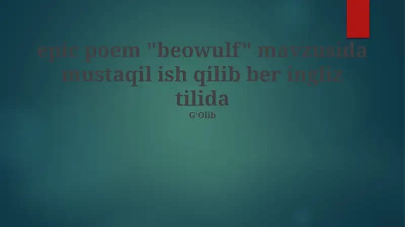 epic poem "Beowulf"