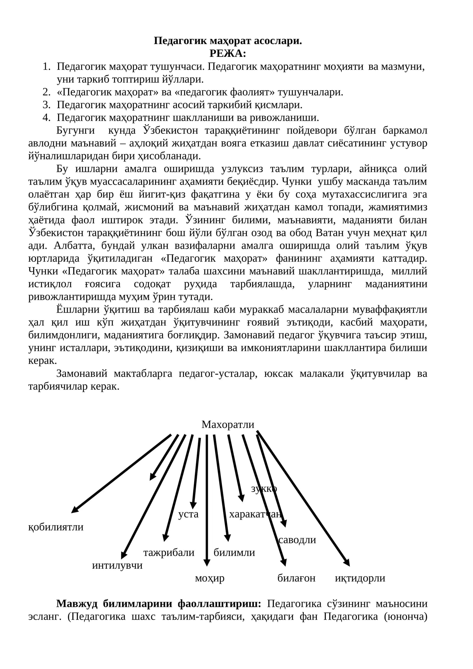 Педагогик маҳорат асослари