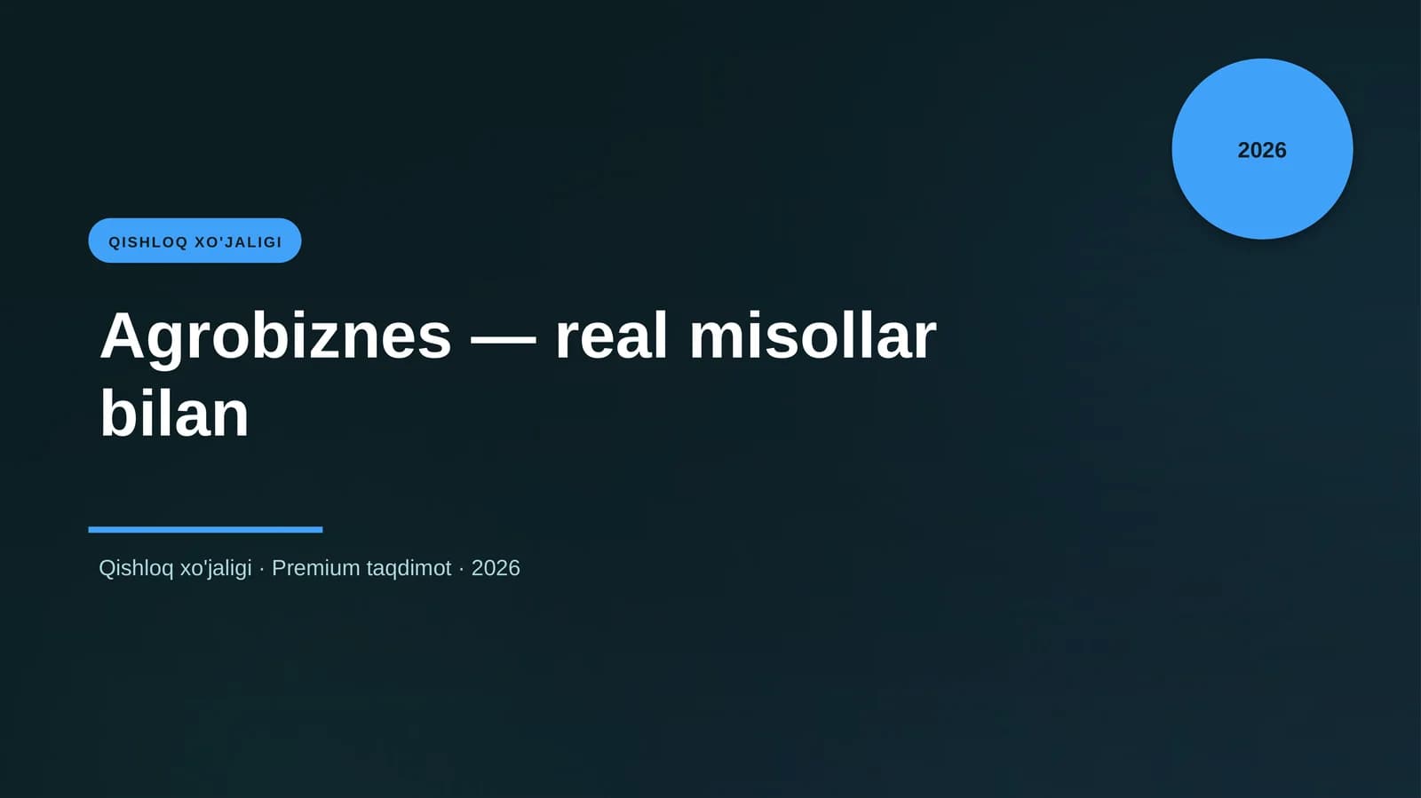 Agrobiznes — real misollar bilan