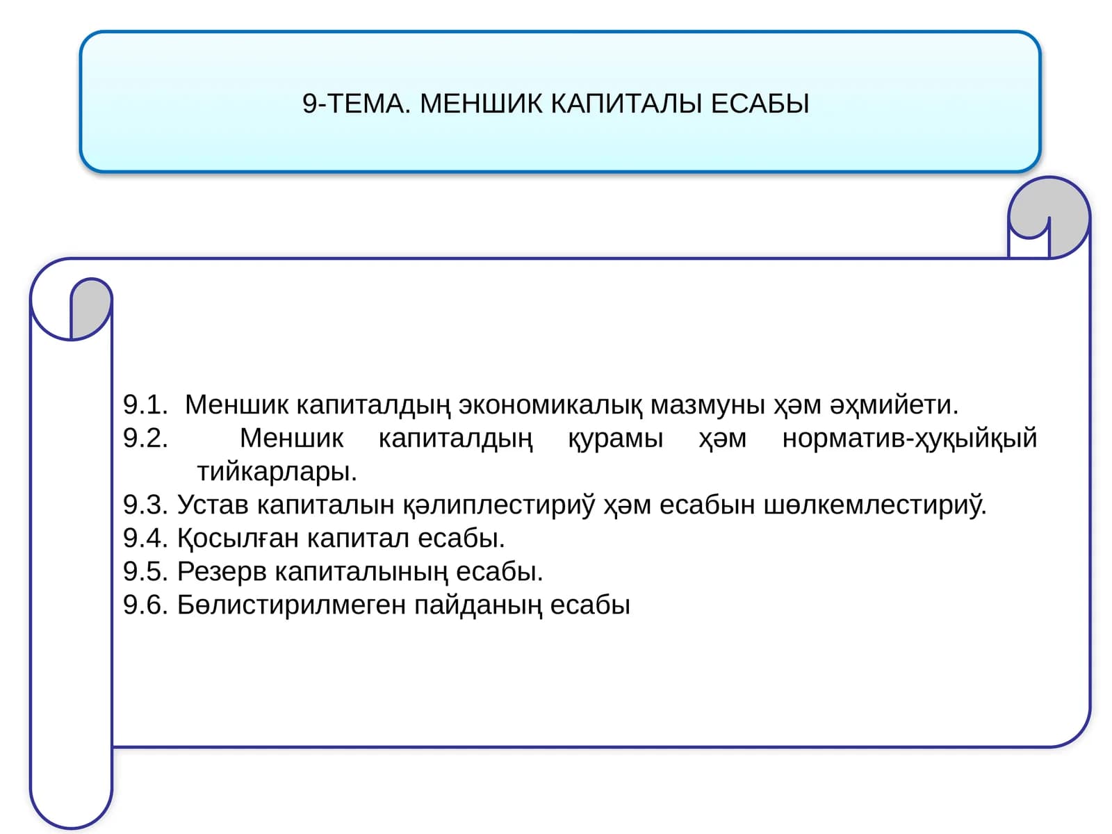 Меншик капиталы Есабы