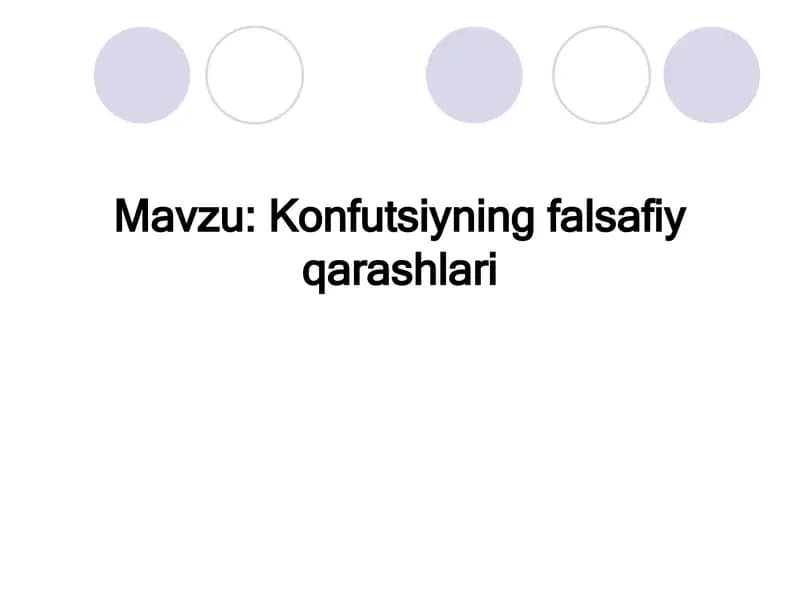 Konfutsiyning falsafiy qarashlari