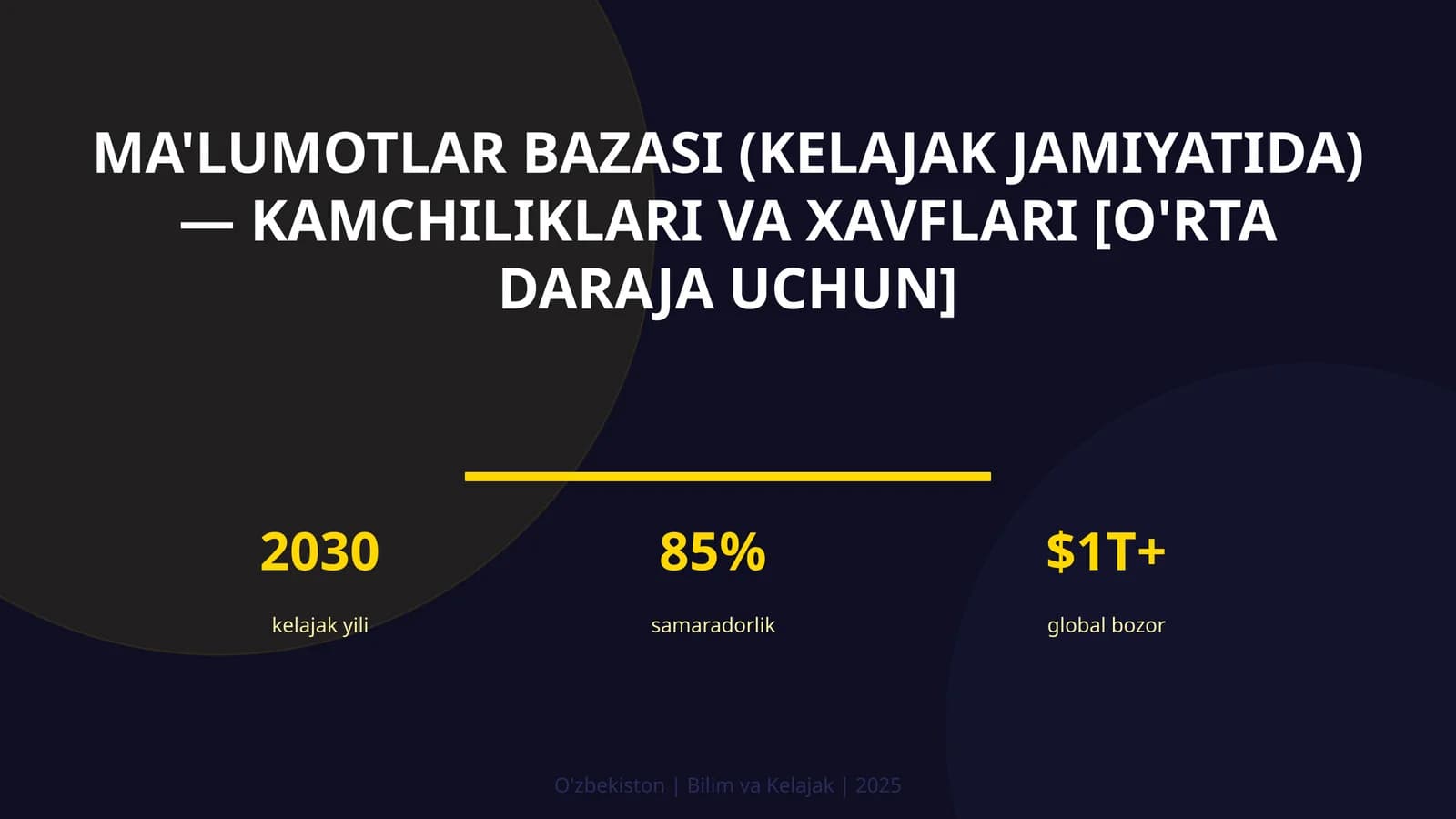 Ma'lumotlar bazasi (kelajak jamiyatida) — kamchiliklari va xavflari [o'rta daraja uchun]