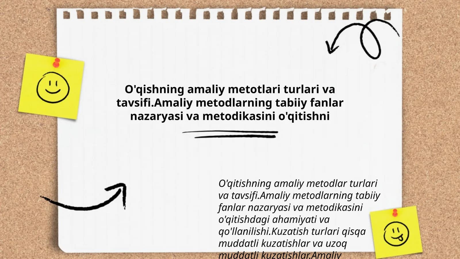 O'qishning amaliy metotlari turlari va tavsifi