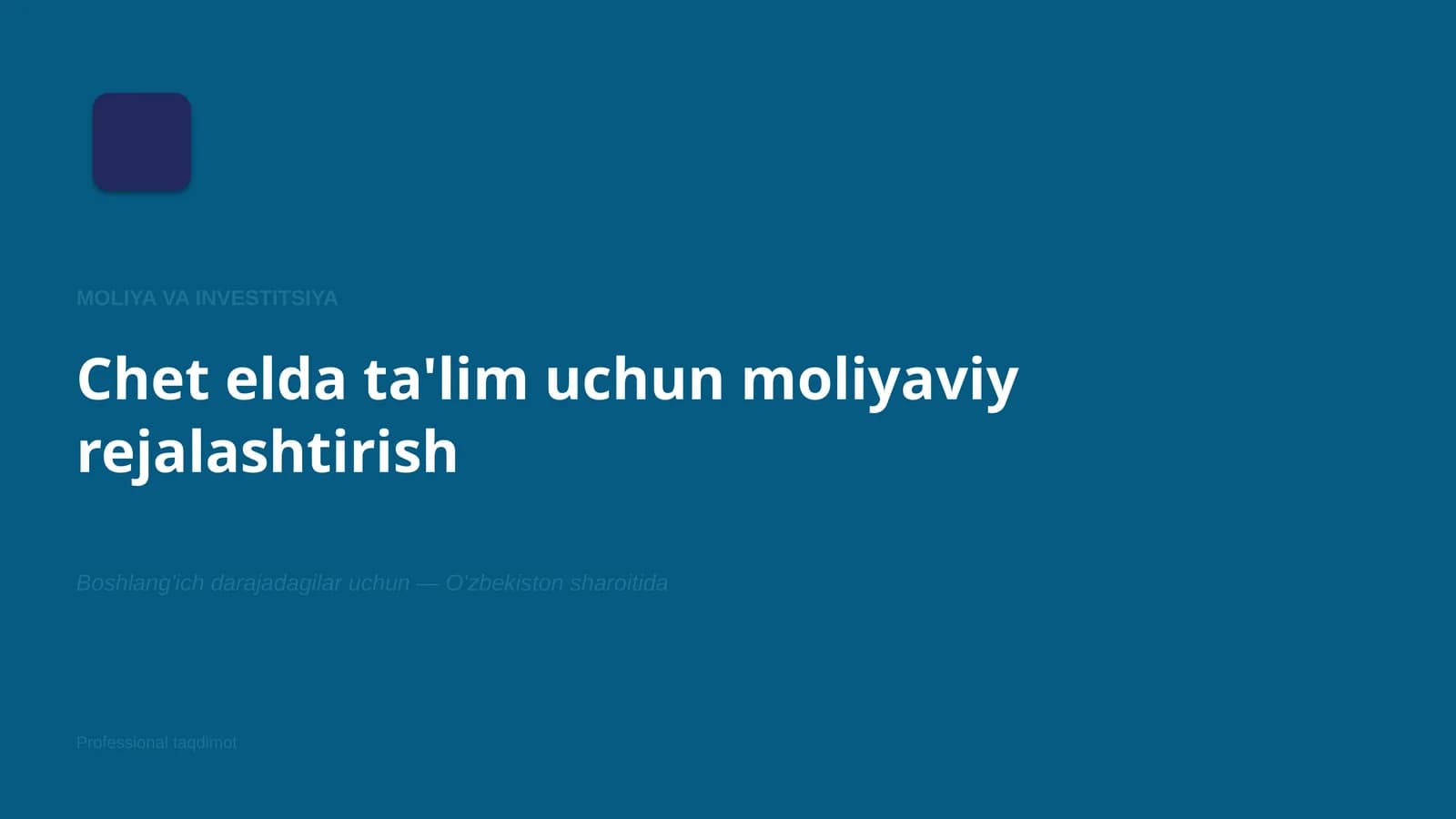 Moliya va investitsiya