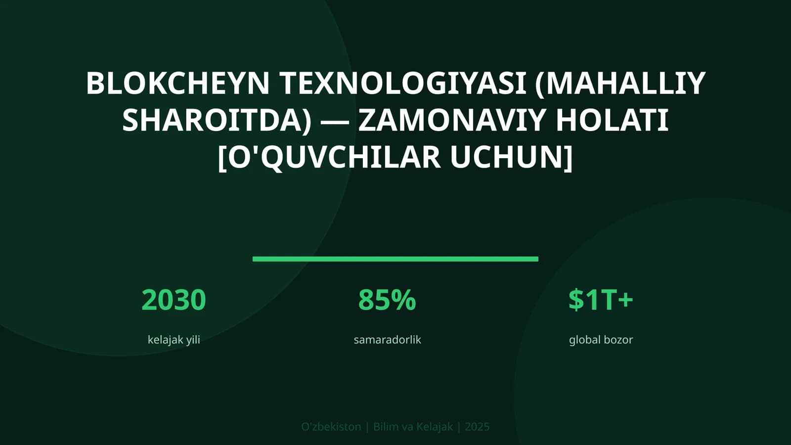 Blokcheyn texnologiyasi (mahalliy sharoitda) — zamonaviy holati [o'quvchilar uchun]