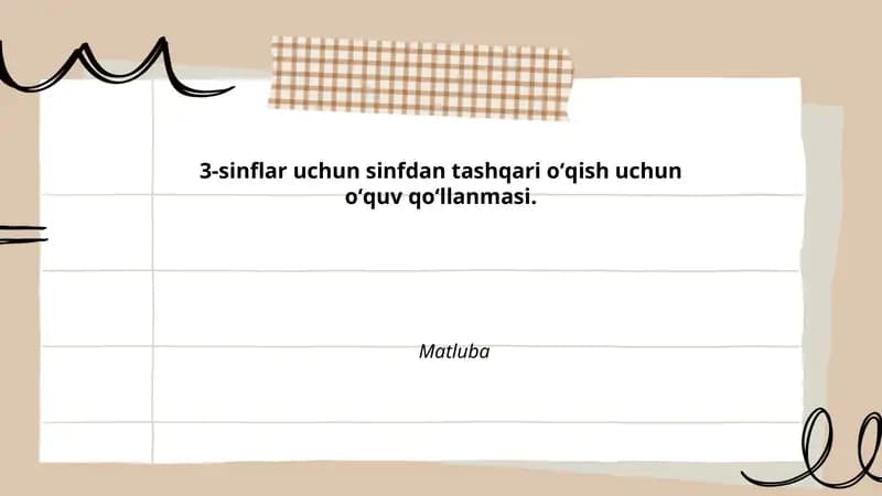 3-sinflar uchun sinfdan tashqari oʻqish uchun oʻquv qoʻllanmasi