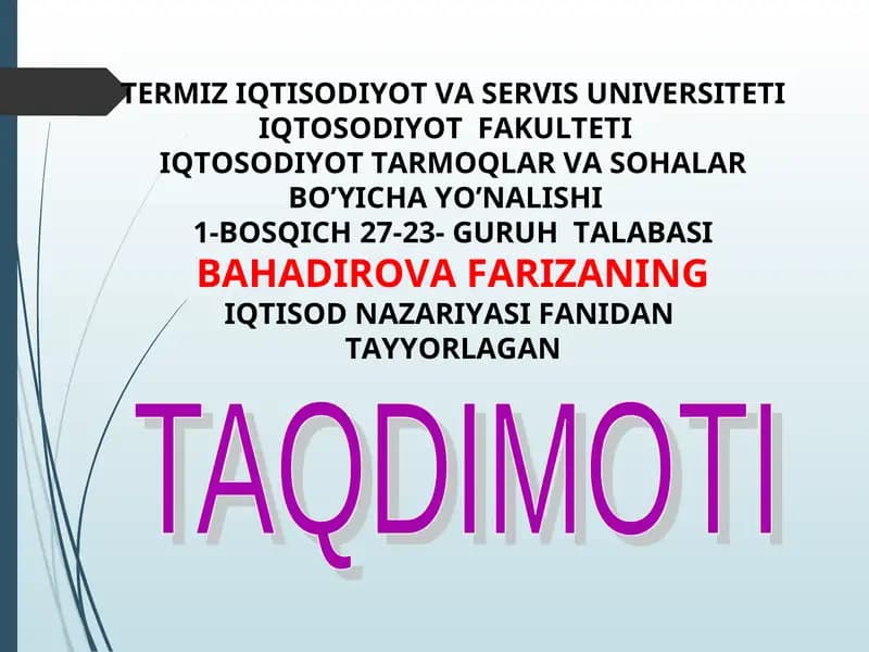 IQTISOD NAZARIYASI FANIDAN