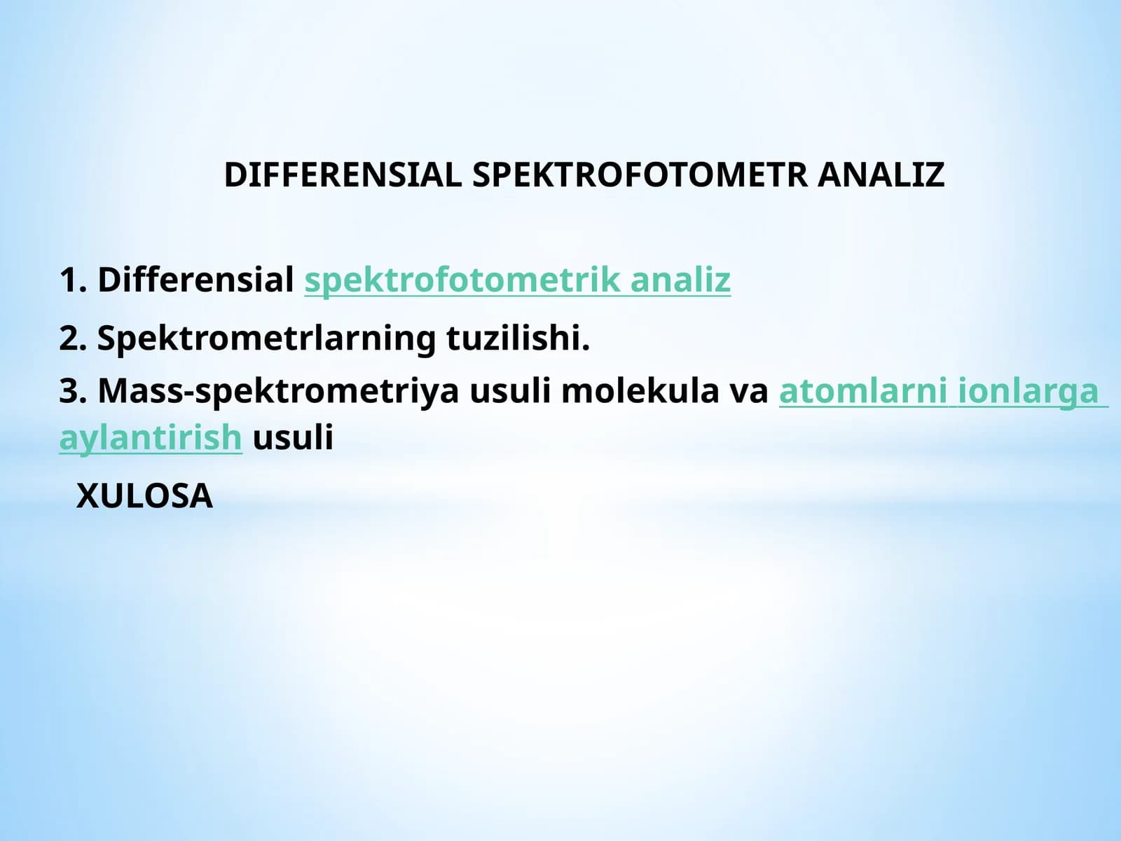 DIFFERENSIAL SPEKTROFOTOMETR ANALIZ