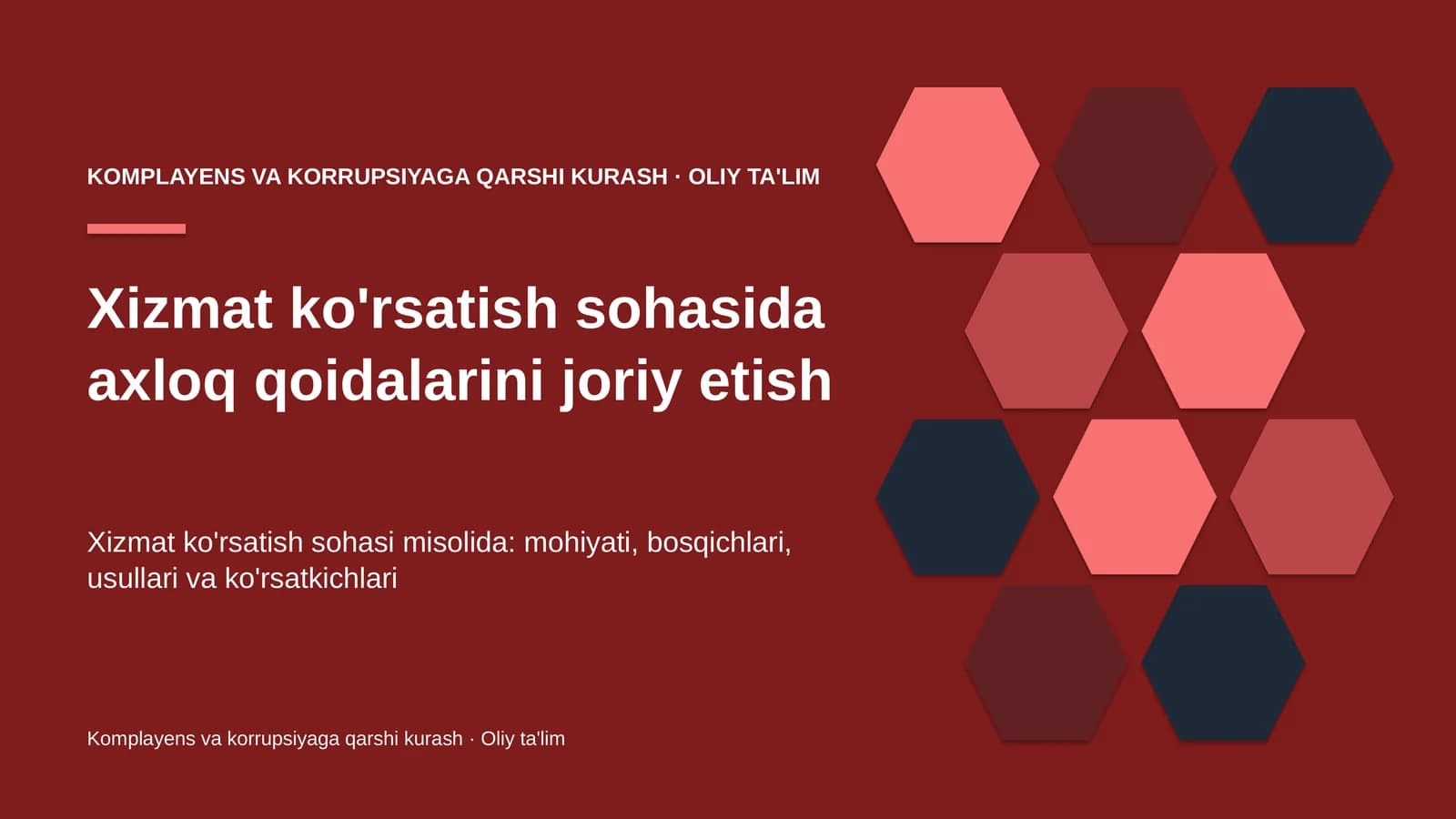 xizmat ko'rsatish sohasida axloq qoidalarini joriy etish 9574