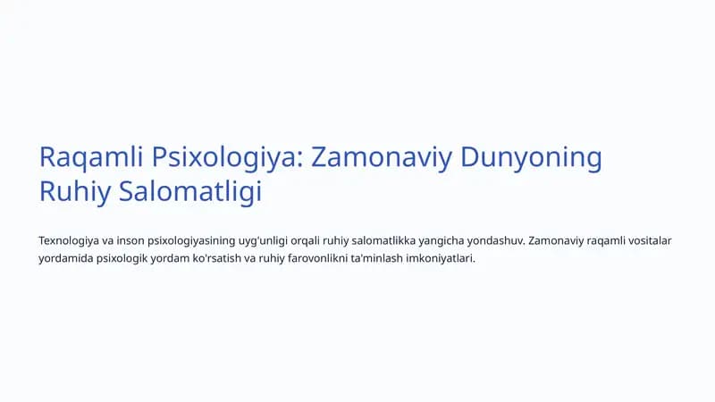 Raqamli Psixologiya
