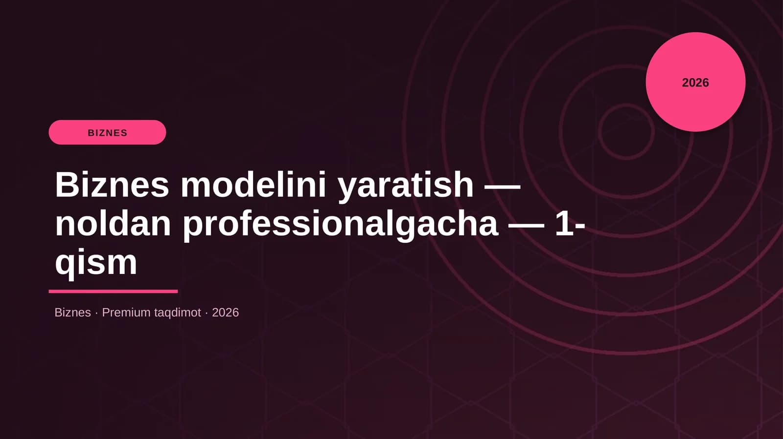 Biznes modelini yaratish — noldan professionalgacha — 1-qism