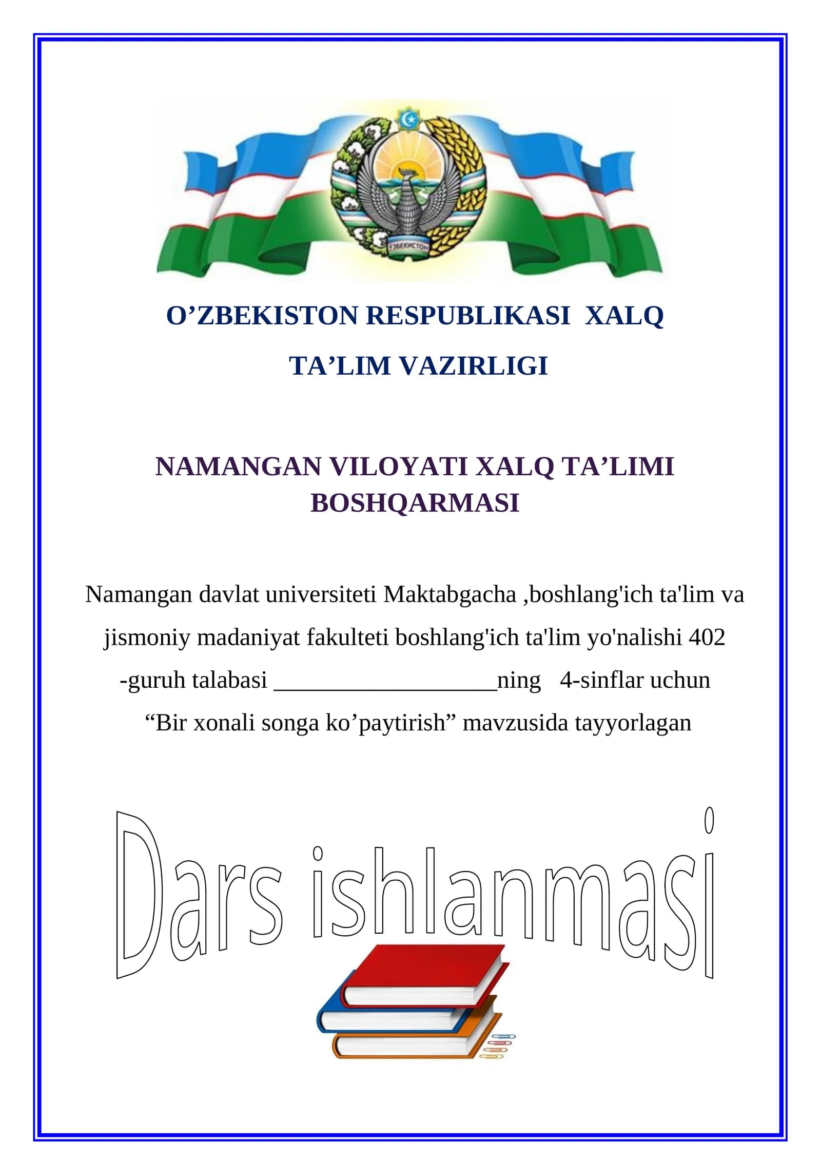 O‘rganilgan materialni mustahkamlash