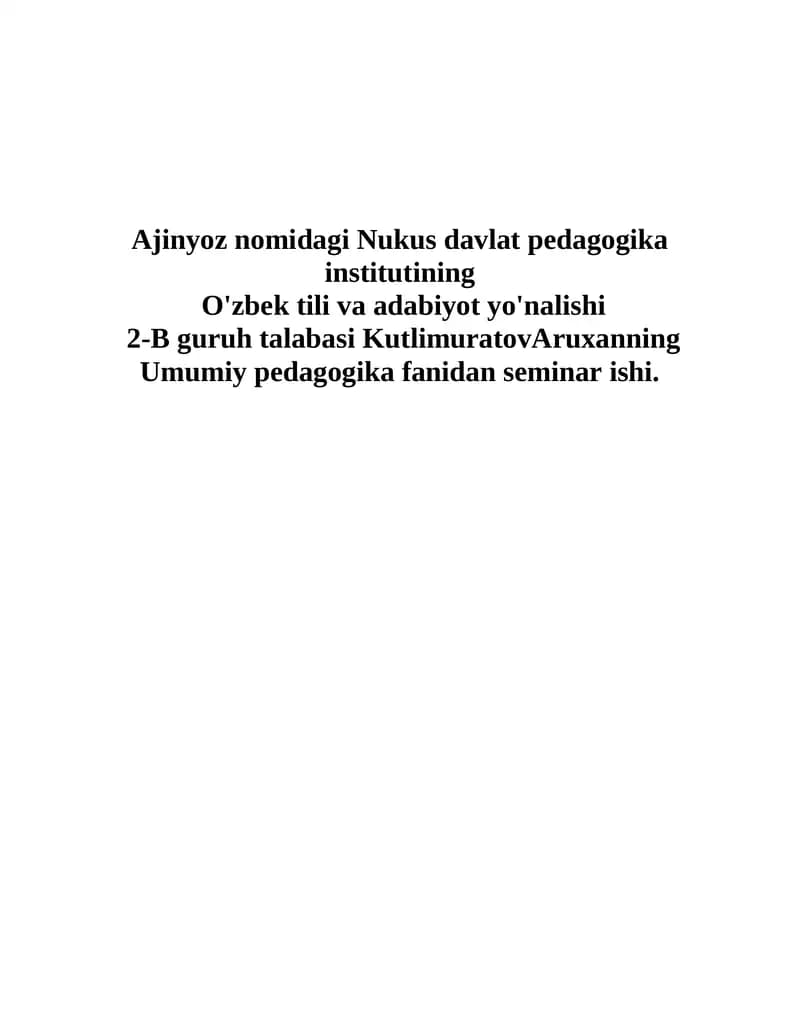 O'zbek tili va adabiyot seminar ishi