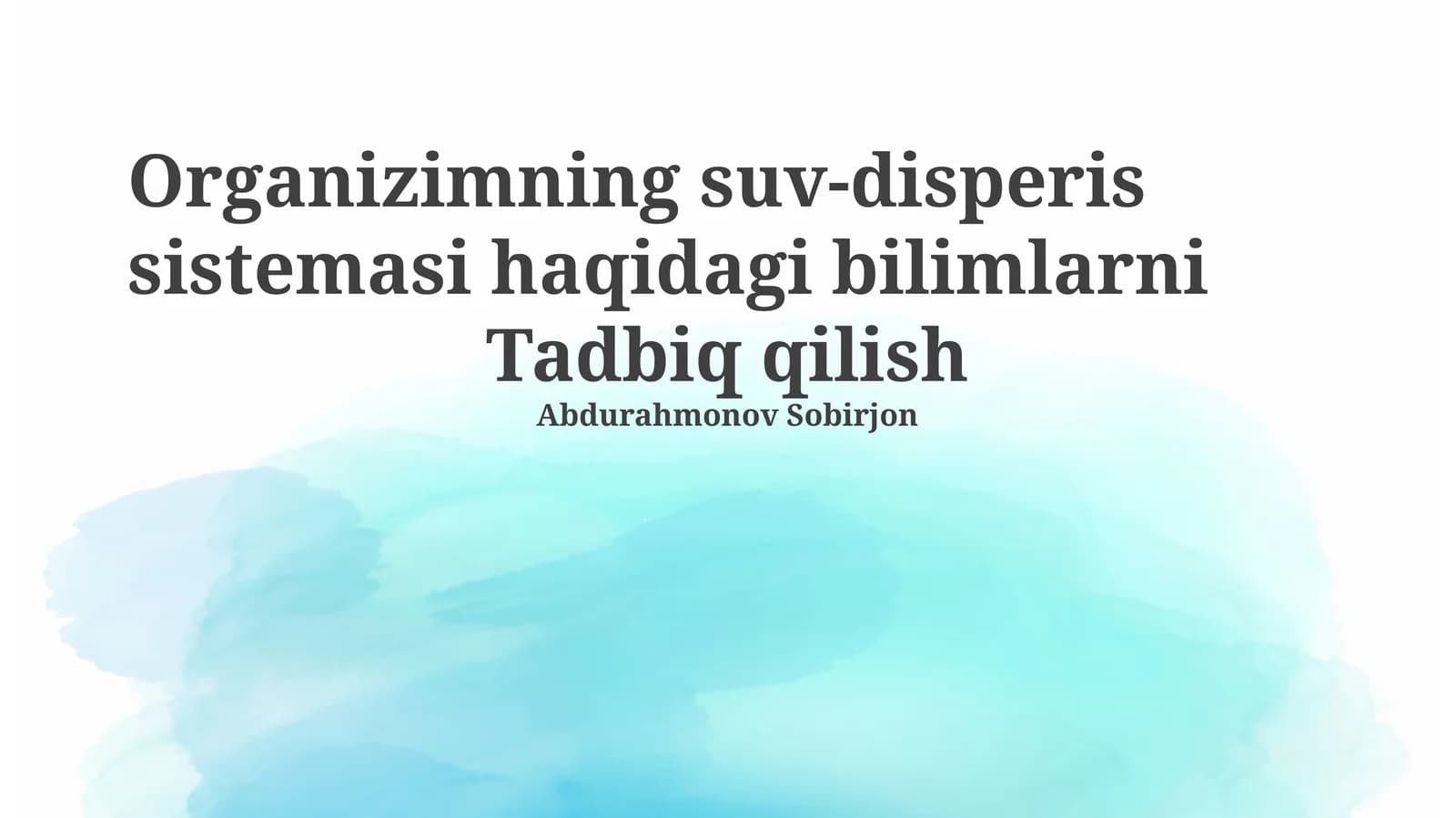 Tashkilotning suv taqsimlash tizimi