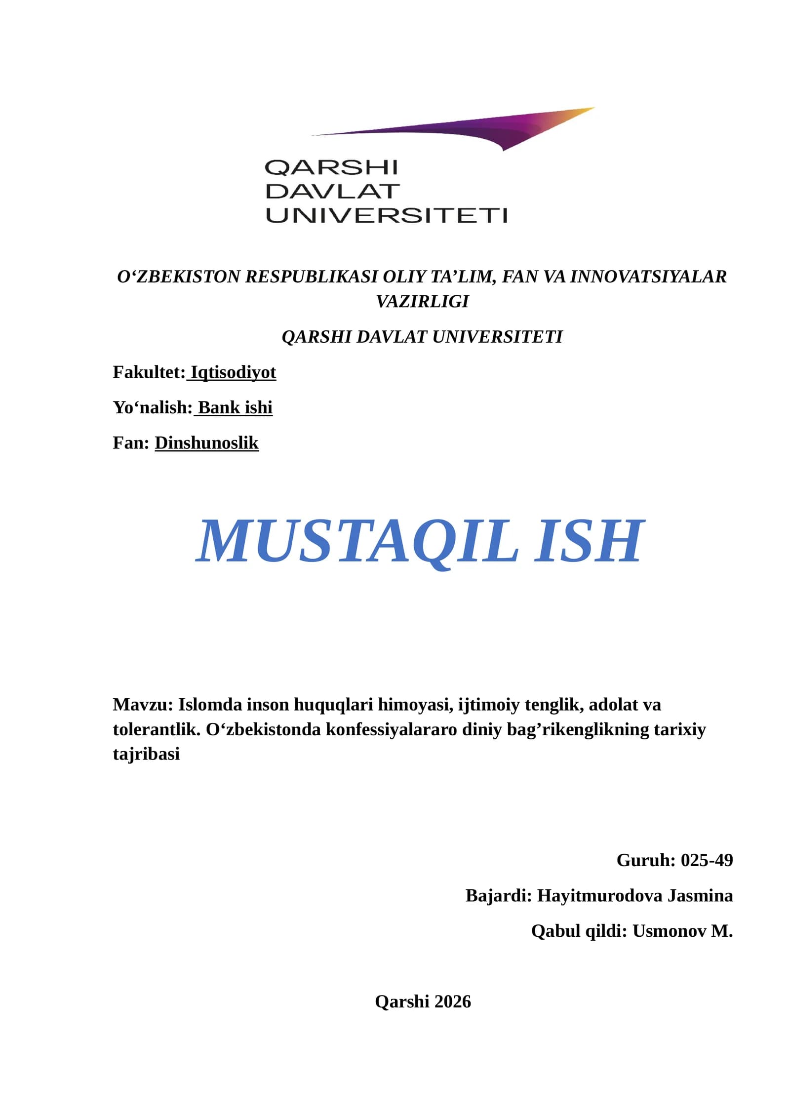 Islomda inson huquqlari himoyasi