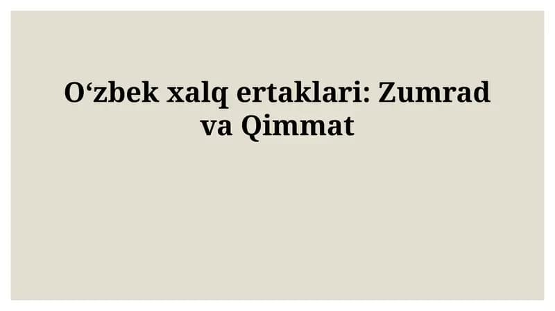 Zumrad va Qimmat