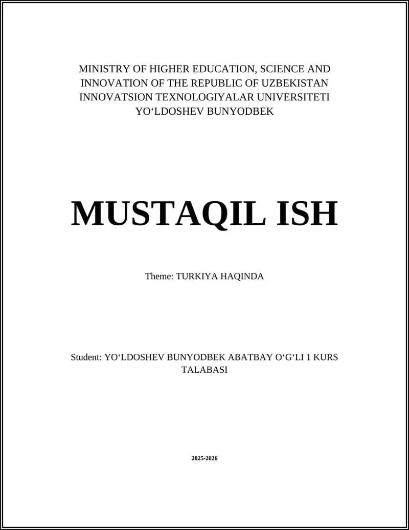 TURKIYA HAQINDA