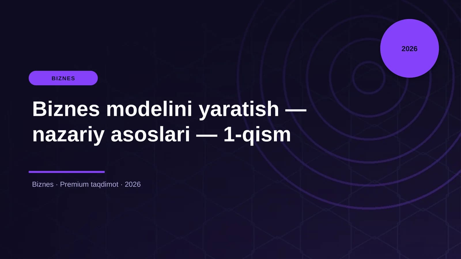 Biznes modelini yaratish — nazariy asoslari — 1-qism