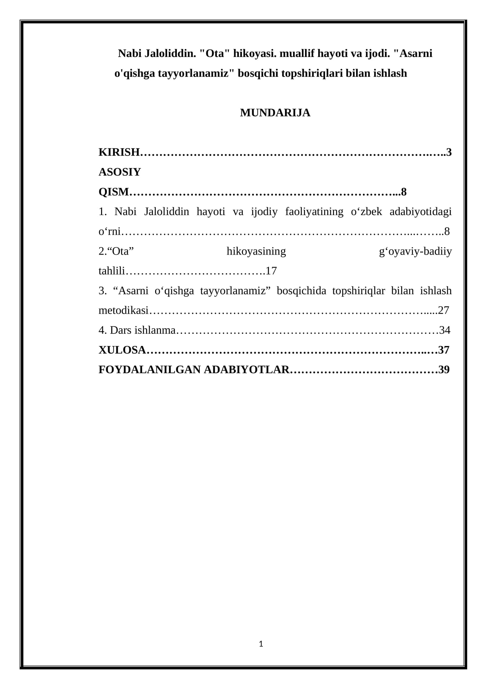 Nabi Jaloliddin. "Ota" hikoyasi. muallif hayoti va ijodi. "Asarni o'qishga tayyorlanamiz" bosqichi topshiriqlari bilan ishlash