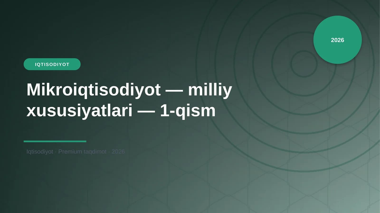 Mikroiqtisodiyot — milliy xususiyatlari — 1-qism