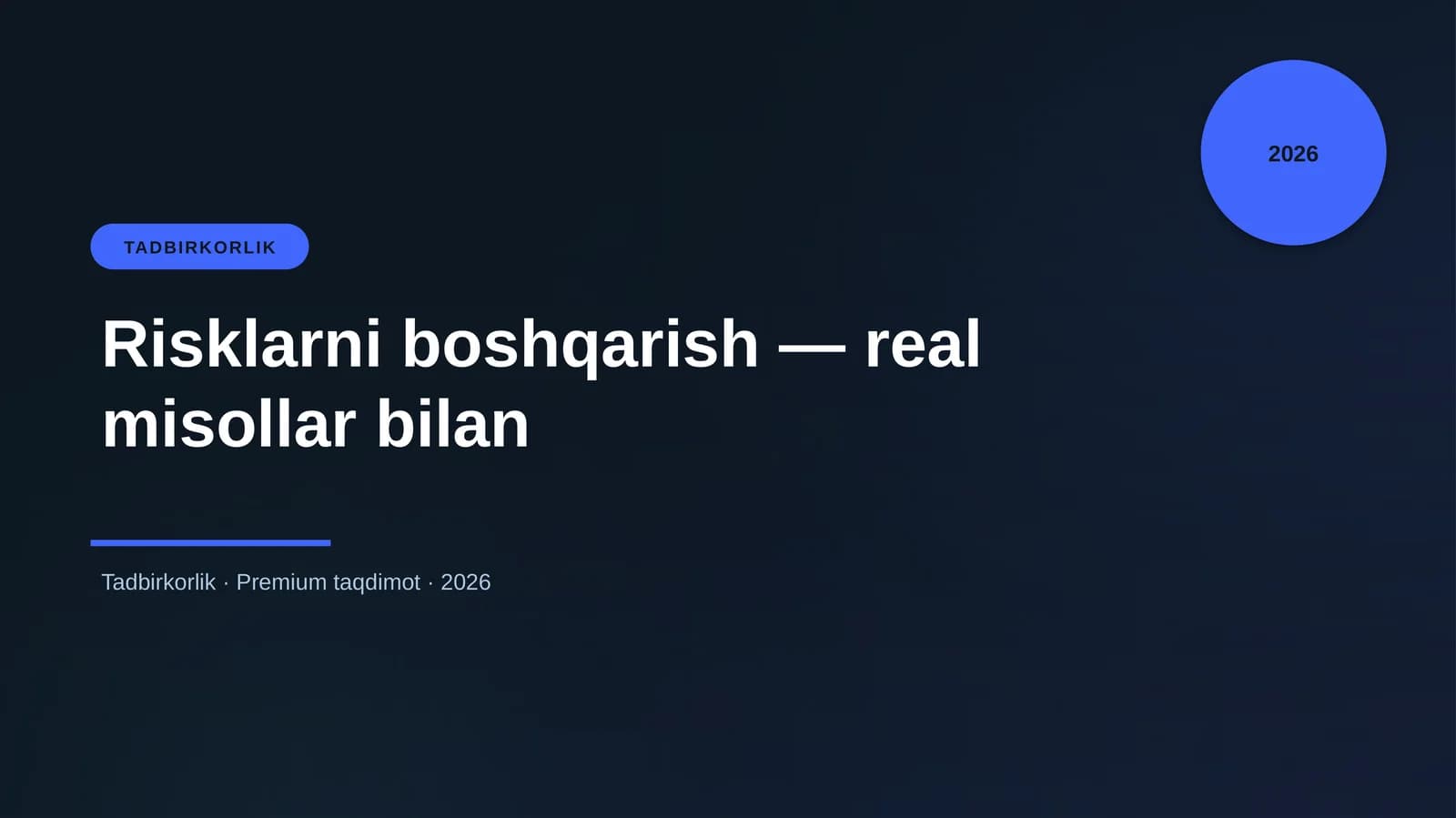 Risklarni boshqarish — real misollar bilan