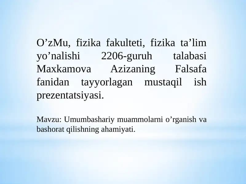 Umumbashariymuammolar