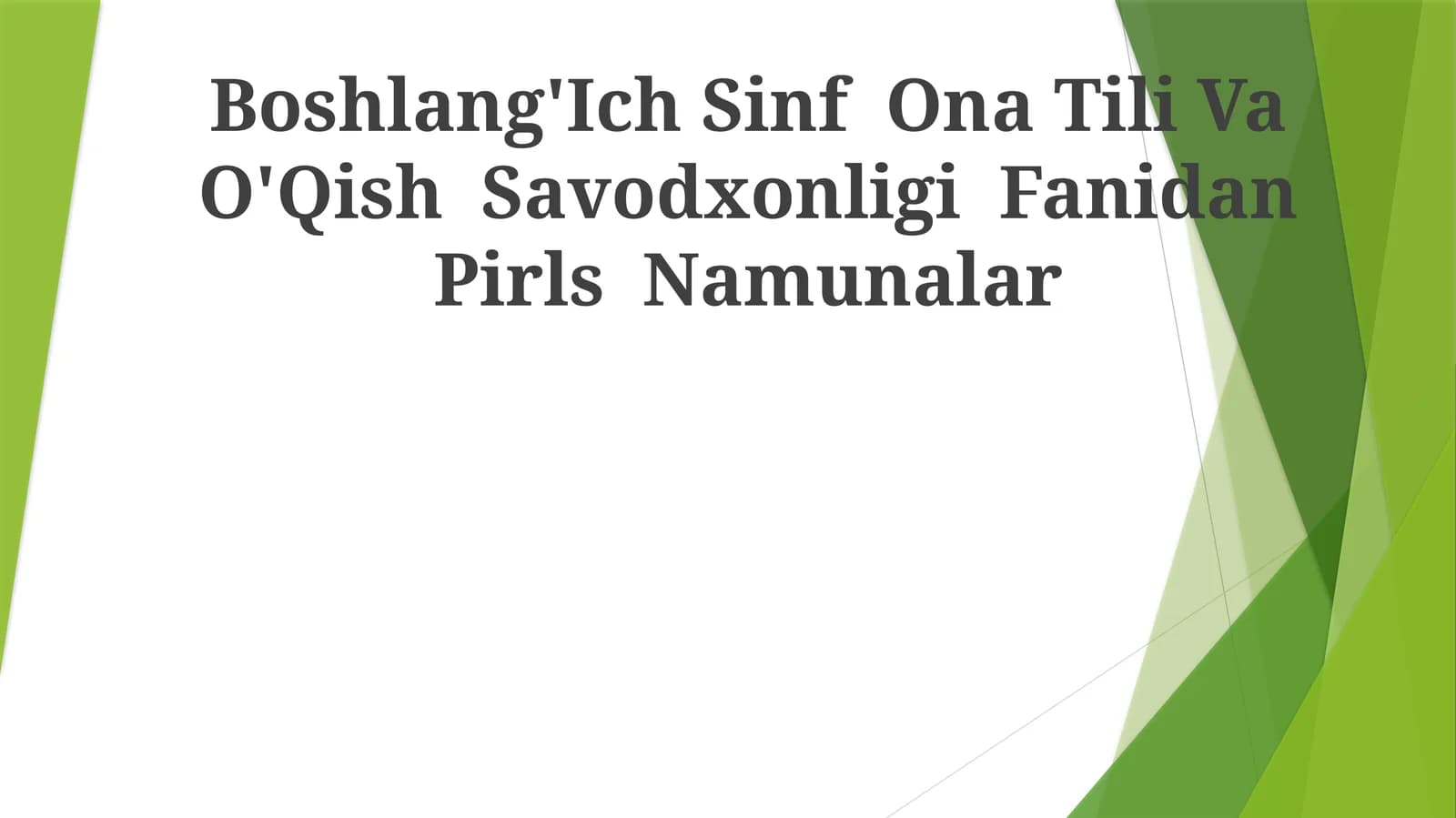 Boshlang'Ich Sinf Ona Tili Va O'Qish Savodxonligi Fanidan Pirls Namunalar