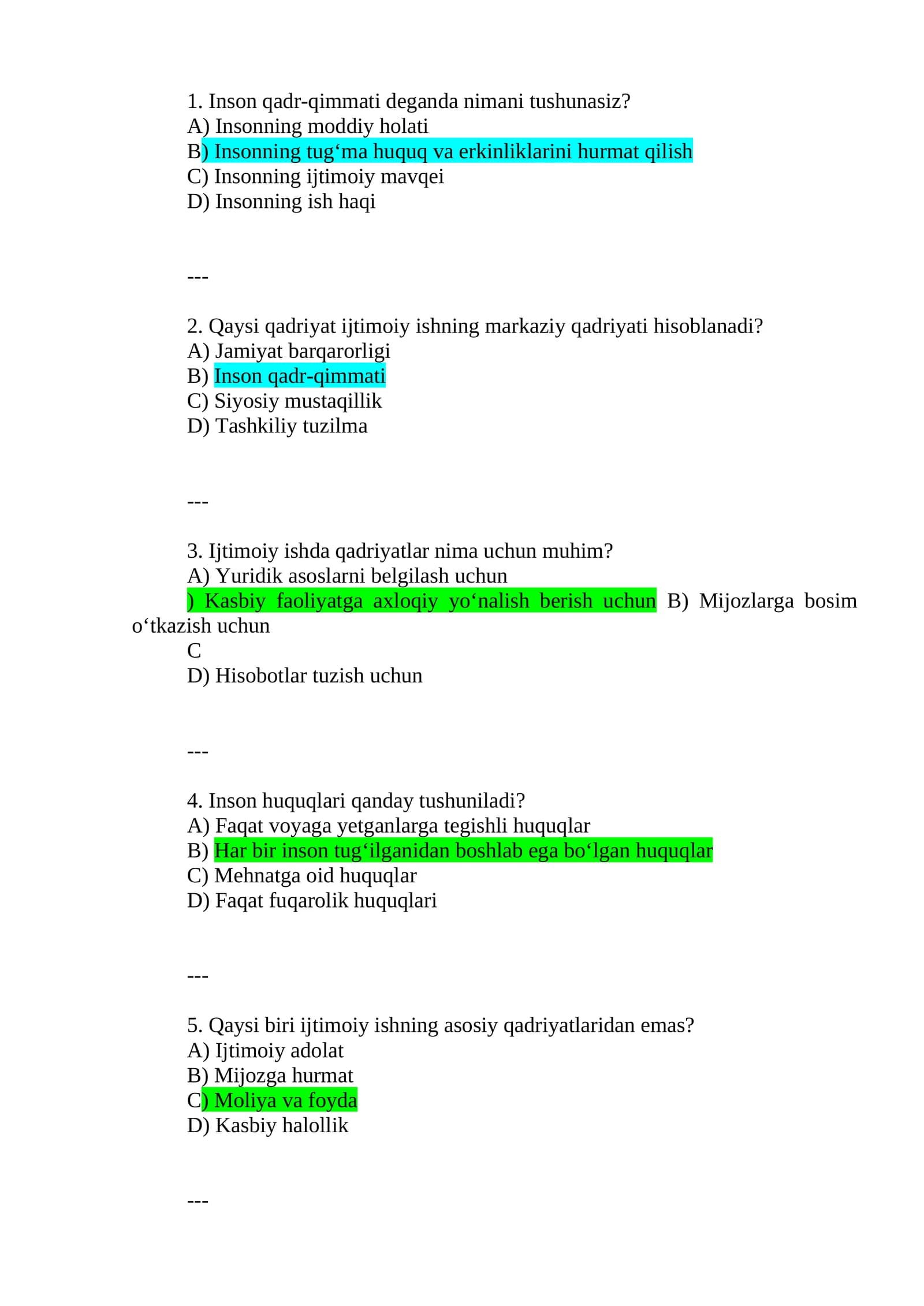 Ijtimoiy ishning asoslari quiz