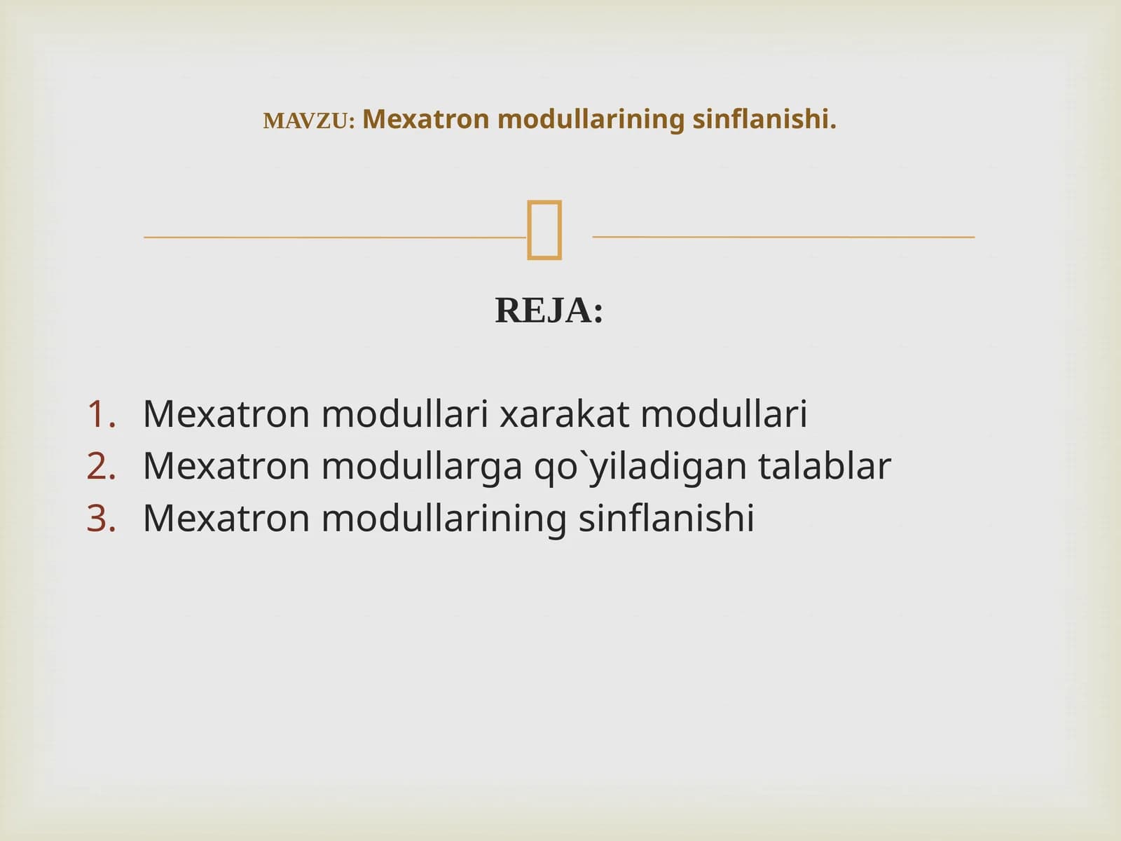 Mexatron modullarining sinflanishi