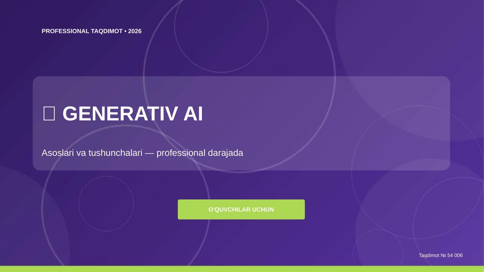 Generativ AI: asoslari va tushunchalari (professional darajada)