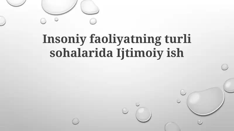 Ijtimoiy ishning asosiy yo'nalishlari