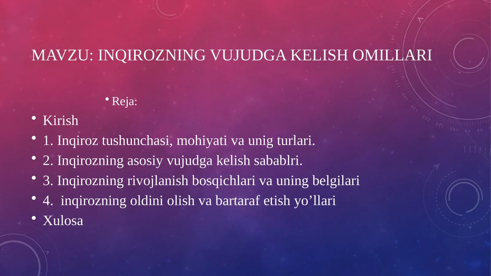 inqirozning vujudga kelish omillari