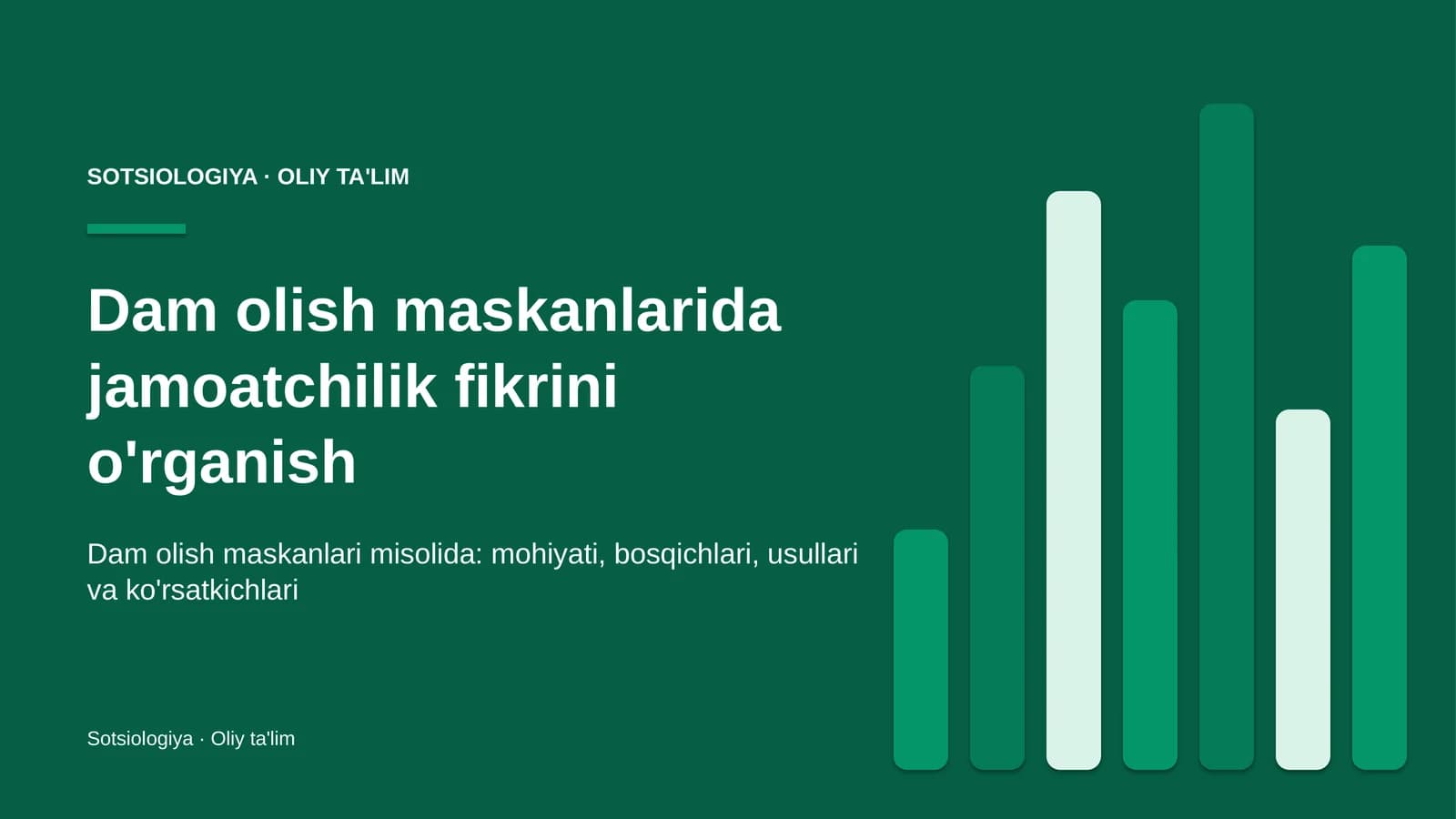 Dam olish maskanlarida jamoatchilik fikrini o'rganish