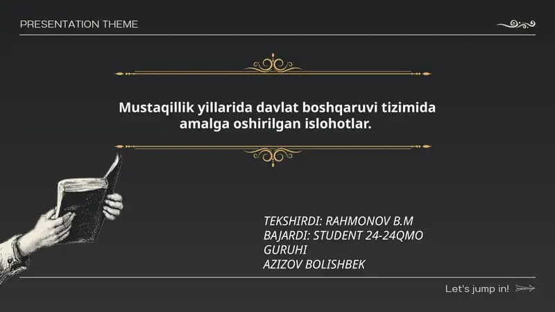 Mustaqillik yillarida davlat boshqaruvi tizimida amalga oshirilgan islohotlar