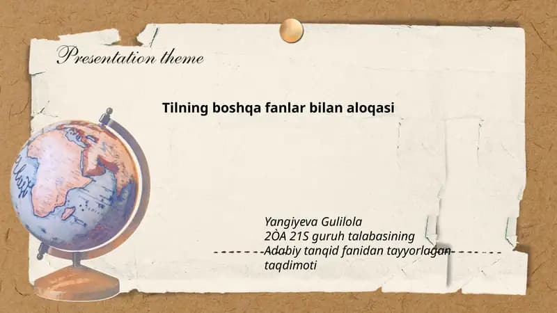 Tilning boshqa fanlar bilan aloqasi