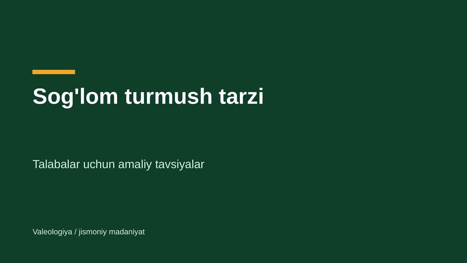 Sog'lom turmush tarzi