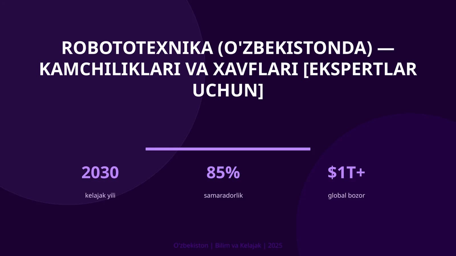 Robototexnika (O'zbekistonda) — kamchiliklari va xavflari [ekspertlar uchun]