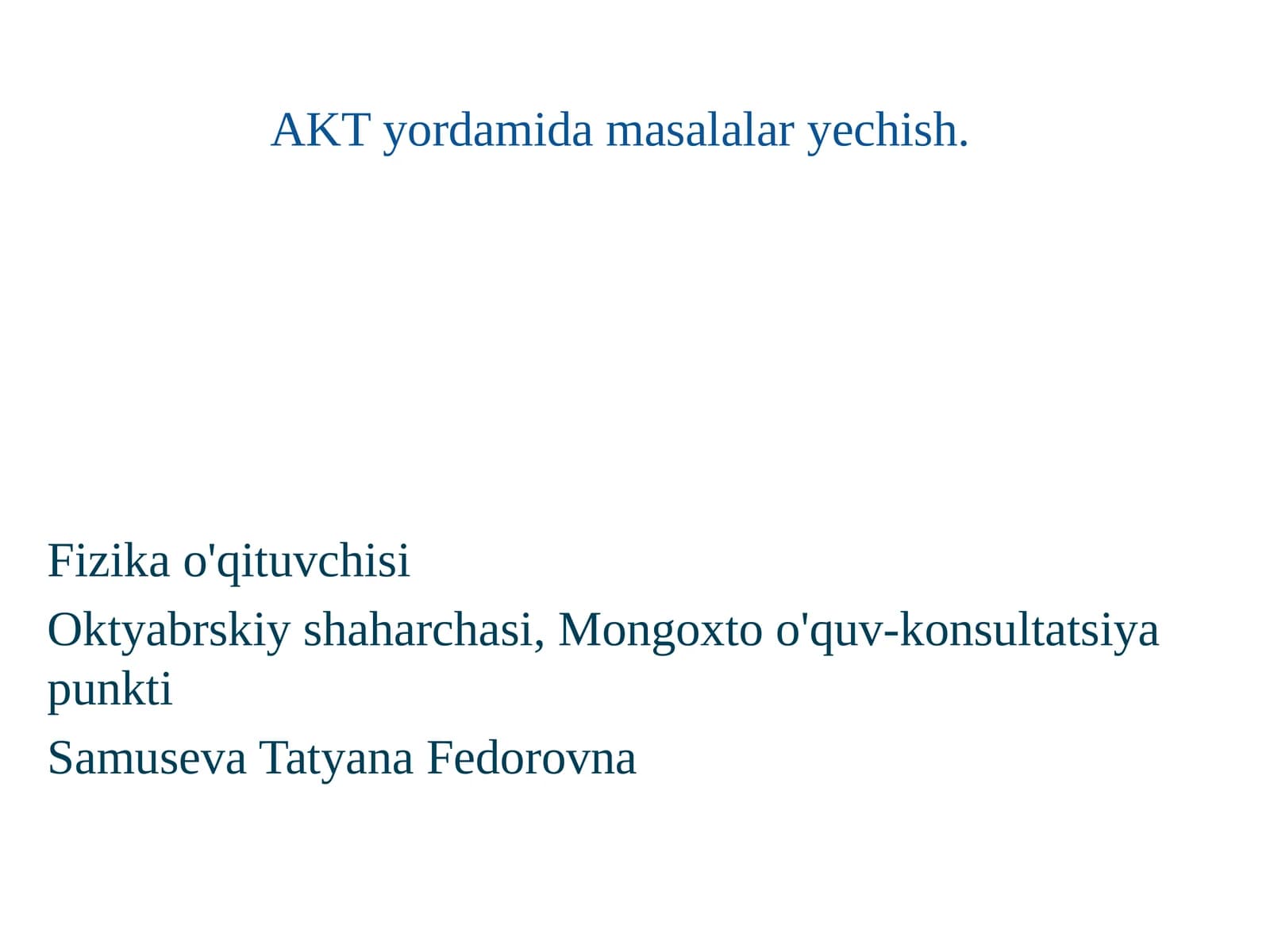 Fizika - AKT yordamida masalalar yechish