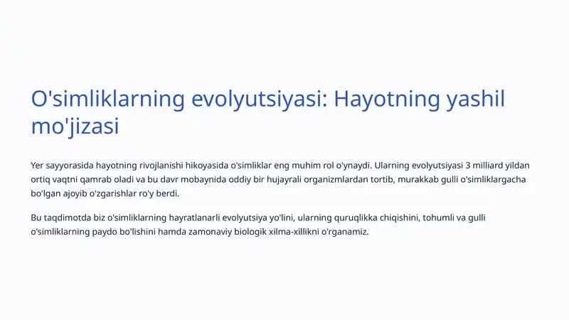O'simliklarning evolyutsiyasi