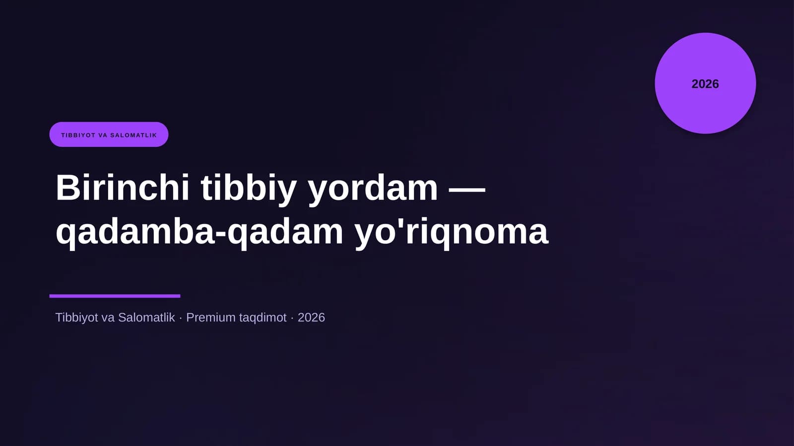 Birinchi tibbiy yordam — qadamba-qadam yo'riqnoma