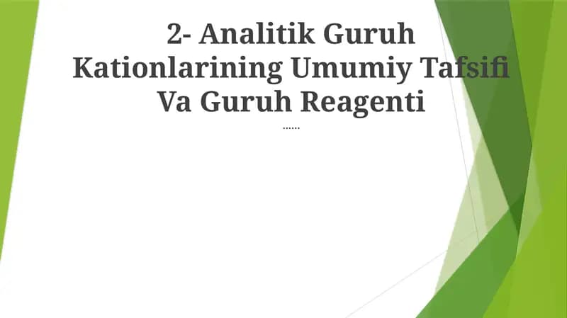 Analitik Kation Guruhlari