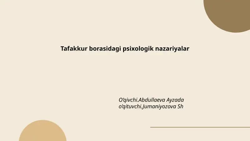 Assotsiatsionizm va tafakkur nazariyasi