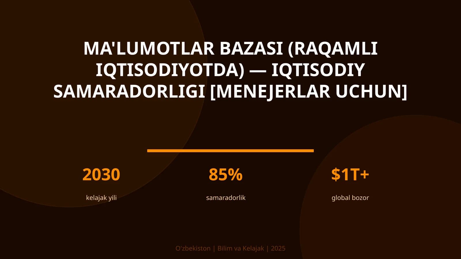 Ma'lumotlar bazasi (raqamli iqtisodiyotda) — iqtisodiy samaradorligi [menejerlar uchun]