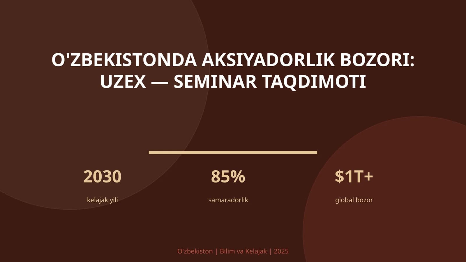 O'zbekistonda aksiyadorlik bozori: UzEx — seminar taqdimoti