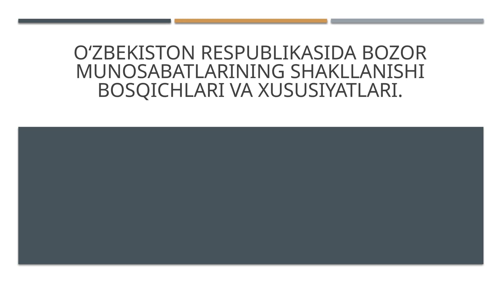 Oʻzbekiston respublikasida bozor munosabatlarining shakllanishi bosqichlari va xususiyatlari.