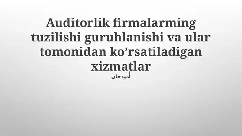 Moliyaviy Hisobotlar Bo'yicha Mutaxassislik
