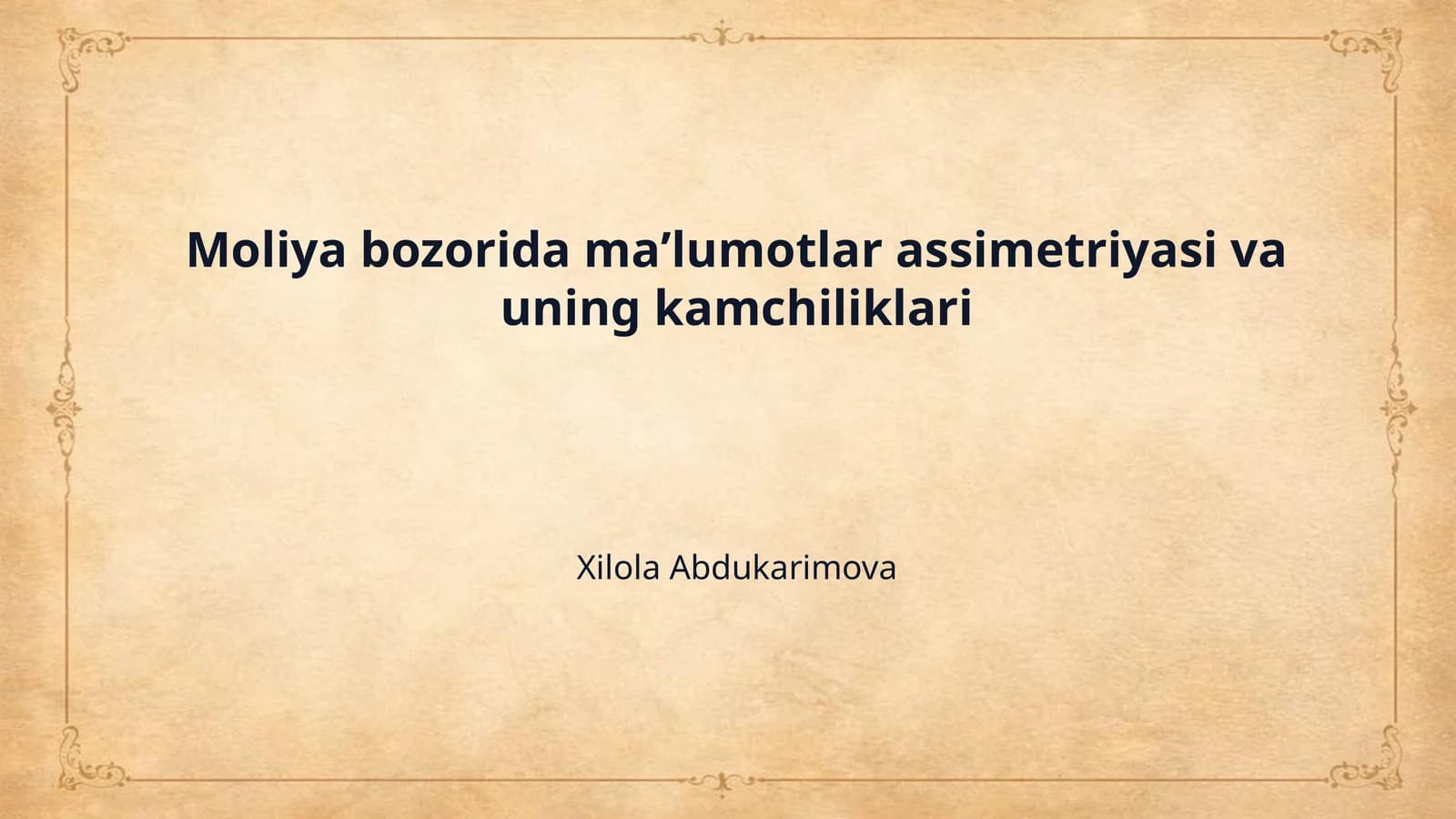 Moliya bozorida maʼlumotlar assimetriyasi va uning kamchiliklari