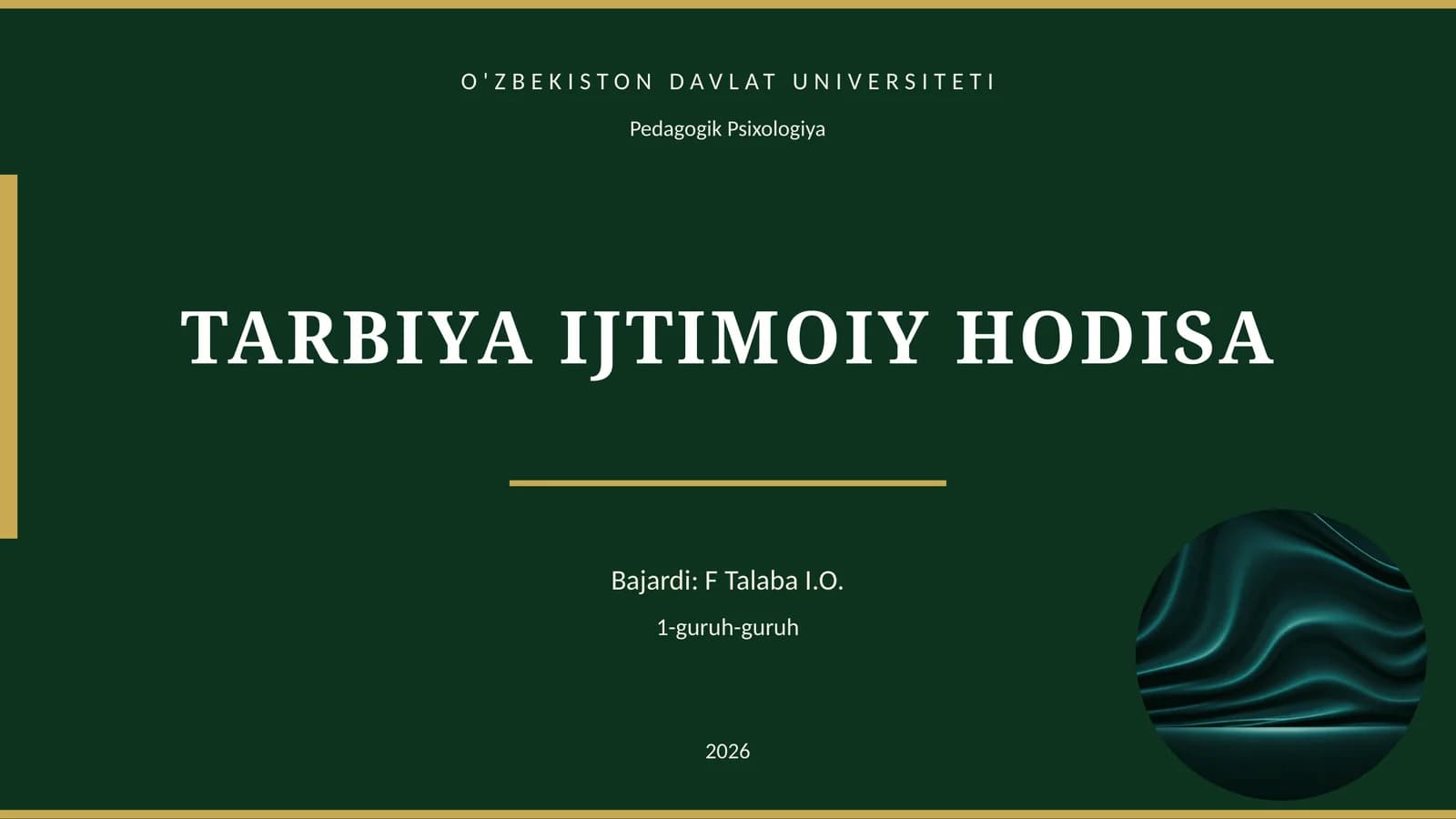 TARBIYA IJTIMOIY HODISA
